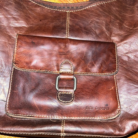 Jack‎ Georges Voyager Messenger Bag Crossbody Brown genuine Leather Unisex purse - Picture 3 of 14